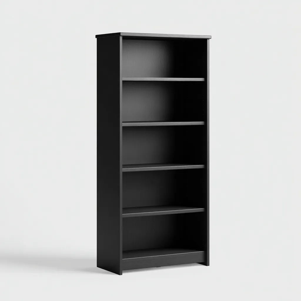 Libreria-legno-ingegnerizzato-80x28x182 cm-nero-design moderno-Quietilo
