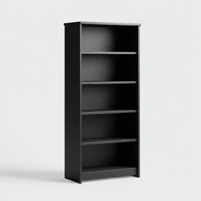 Libreria-legno-ingegnerizzato-80x28x182 cm-nero-design moderno-Quietilo