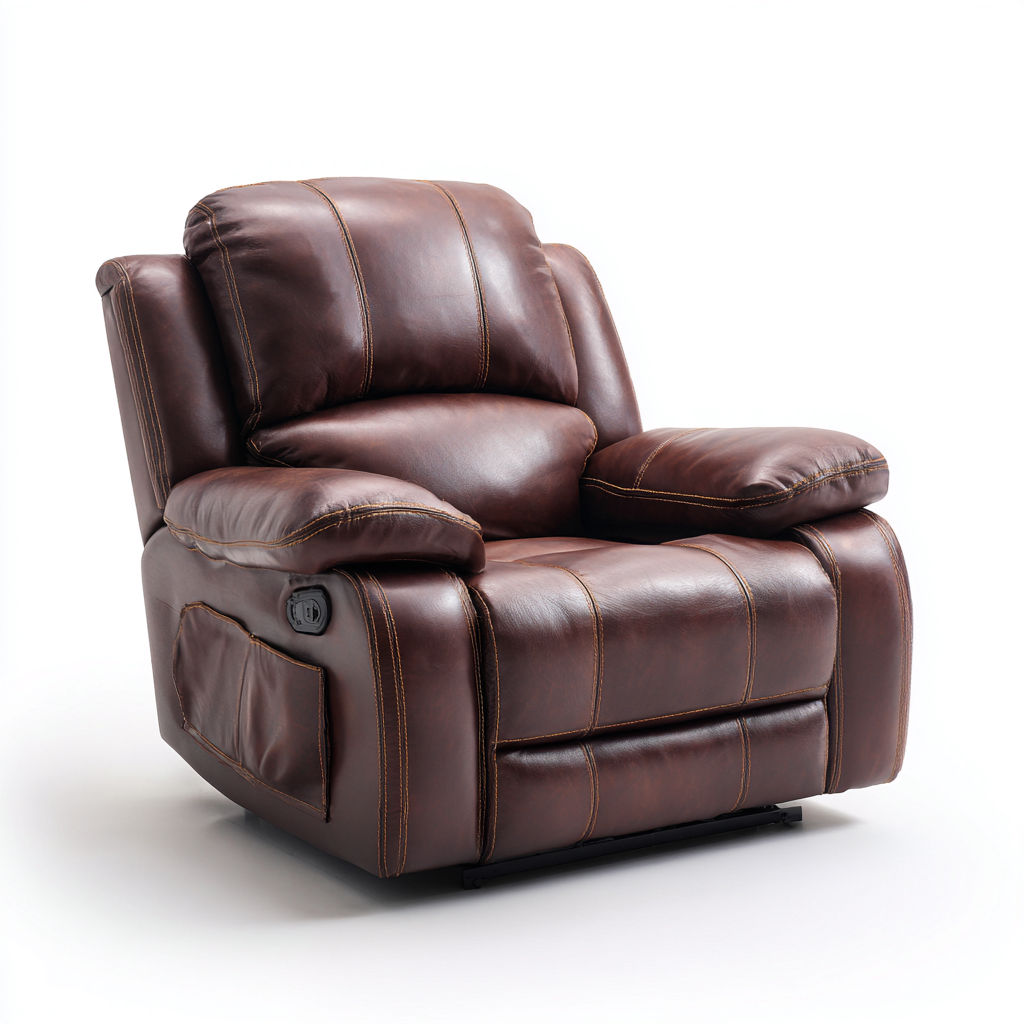 Poltrona reclinabile - Pelle sintetica - 107x100x111 cm - Marrone - Design ergonomico-Quietilo