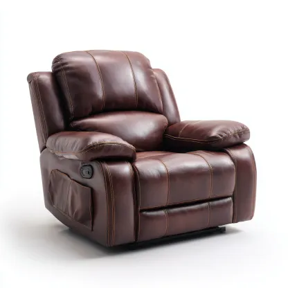 Poltrona reclinabile - Pelle sintetica - 107x100x111 cm - Marrone - Design ergonomico-Quietilo