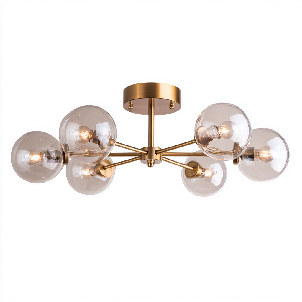 Lampada da soffitto-metallo-vetro-62x62x28 cm-oro-design moderno-Quietilo