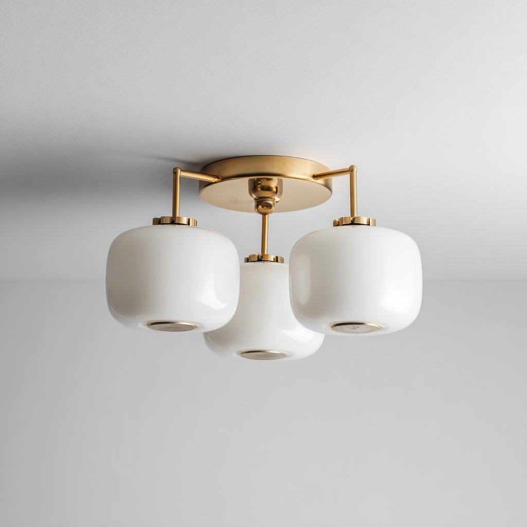 Lampada da soffitto-metallo-vetro-46x46x27 cm-oro-bianco-design classico-Quietilo