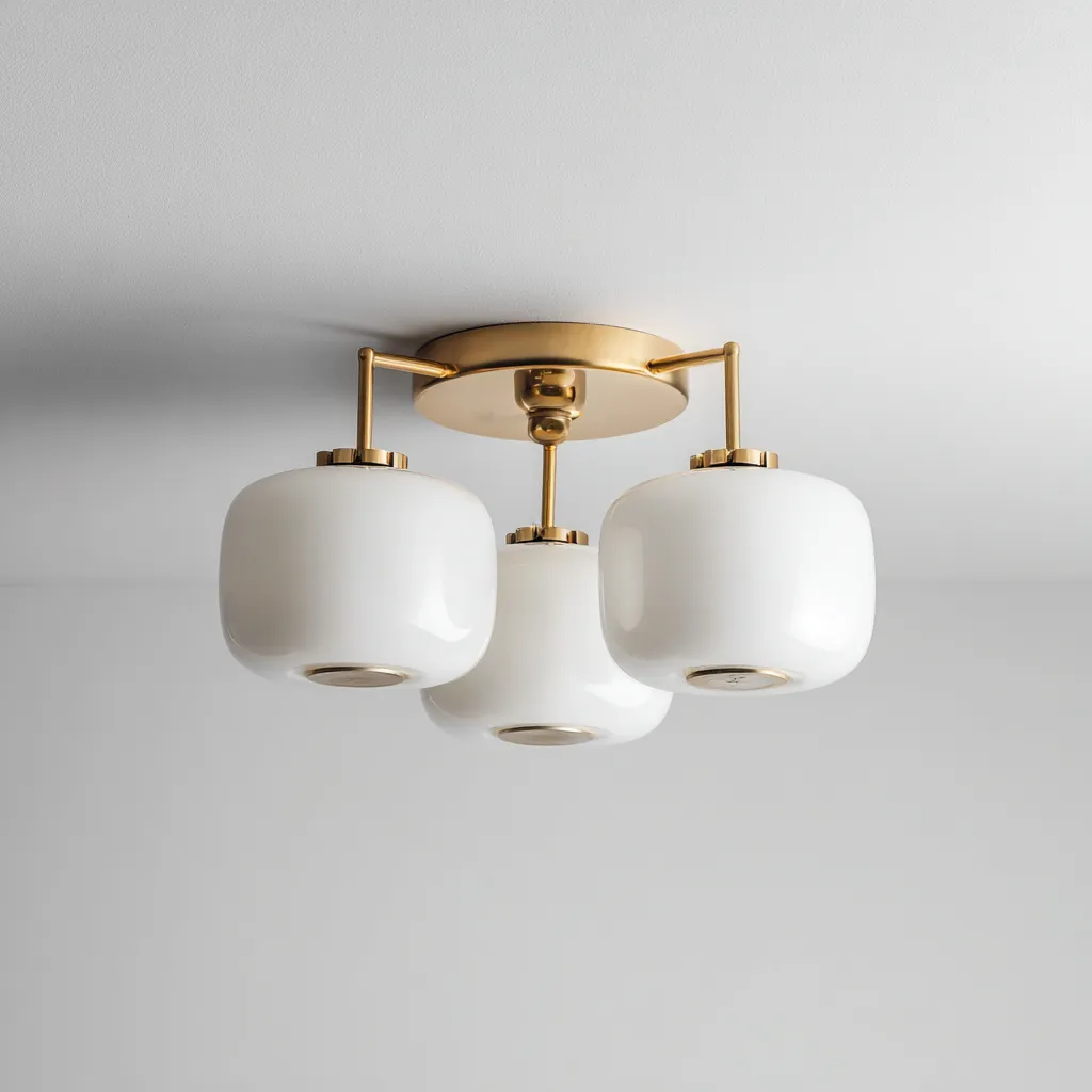 Lampada da soffitto-metallo-vetro-46x46x27 cm-oro-bianco-design classico-Quietilo
