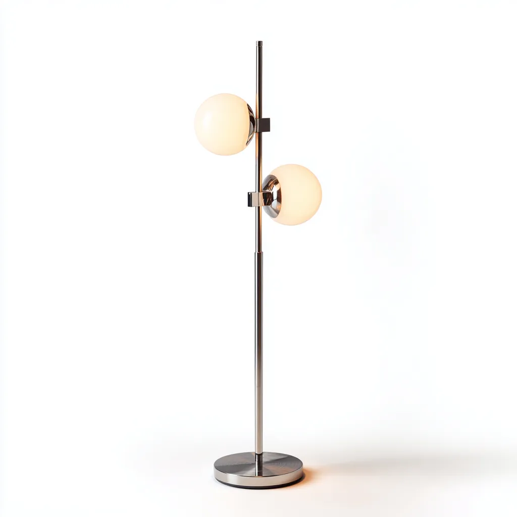 Lampada da terra-Metallo-Vetro-28x28x162 cm-Argento-Bianco-Design moderno-Quietilo