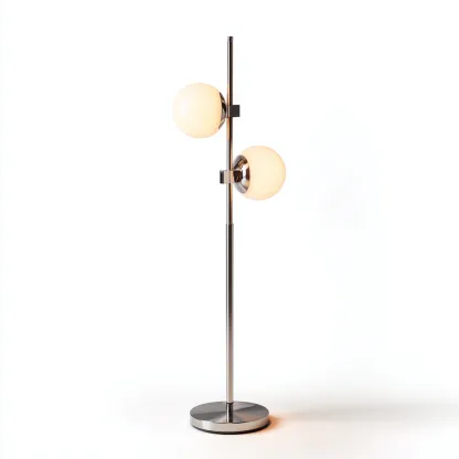 Lampada da terra-Metallo-Vetro-28x28x162 cm-Argento-Bianco-Design moderno-Quietilo
