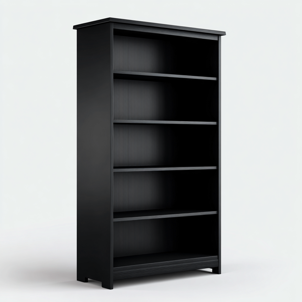 Libreria-legno-ingegnerizzato-82x30x188 cm-nero-design moderno-Quietilo