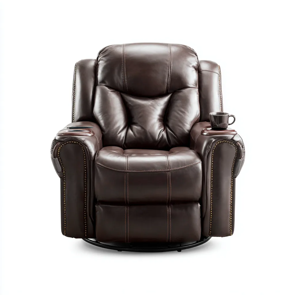 Poltrona reclinabile - Pelle sintetica - 116x110x120 cm - Marrone - Design ergonomico-Quietilo