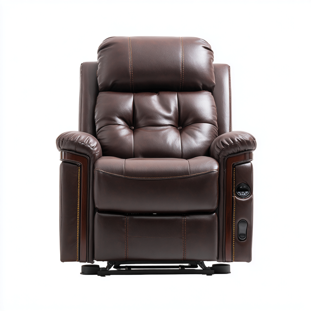 Poltrona reclinabile - Pelle sintetica - 109x103x113 cm - Marrone - Design ergonomico-Quietilo