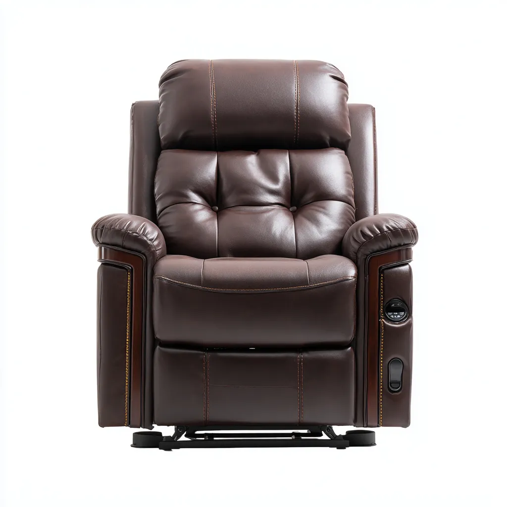 Poltrona reclinabile - Pelle sintetica - 109x103x113 cm - Marrone - Design ergonomico-Quietilo