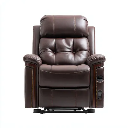 Poltrona reclinabile - Pelle sintetica - 109x103x113 cm - Marrone - Design ergonomico-Quietilo