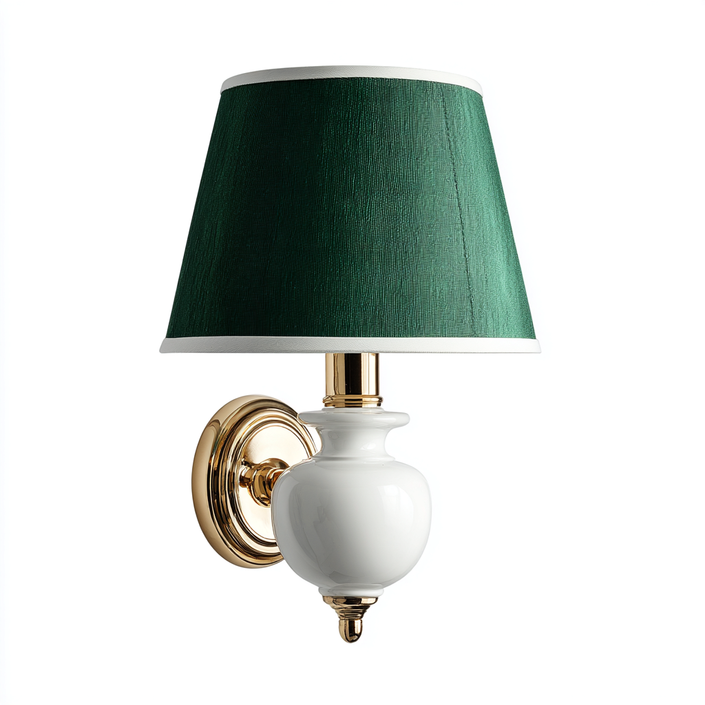 Applique-metallo-tessuto-ceramica-22x17x34 cm-verde-design classico-Quietilo