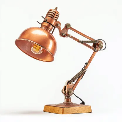 Lampada da tavolo-Metallo-Legno-27x16x41 cm-Rame-Legno-Stile industriale-Quietilo