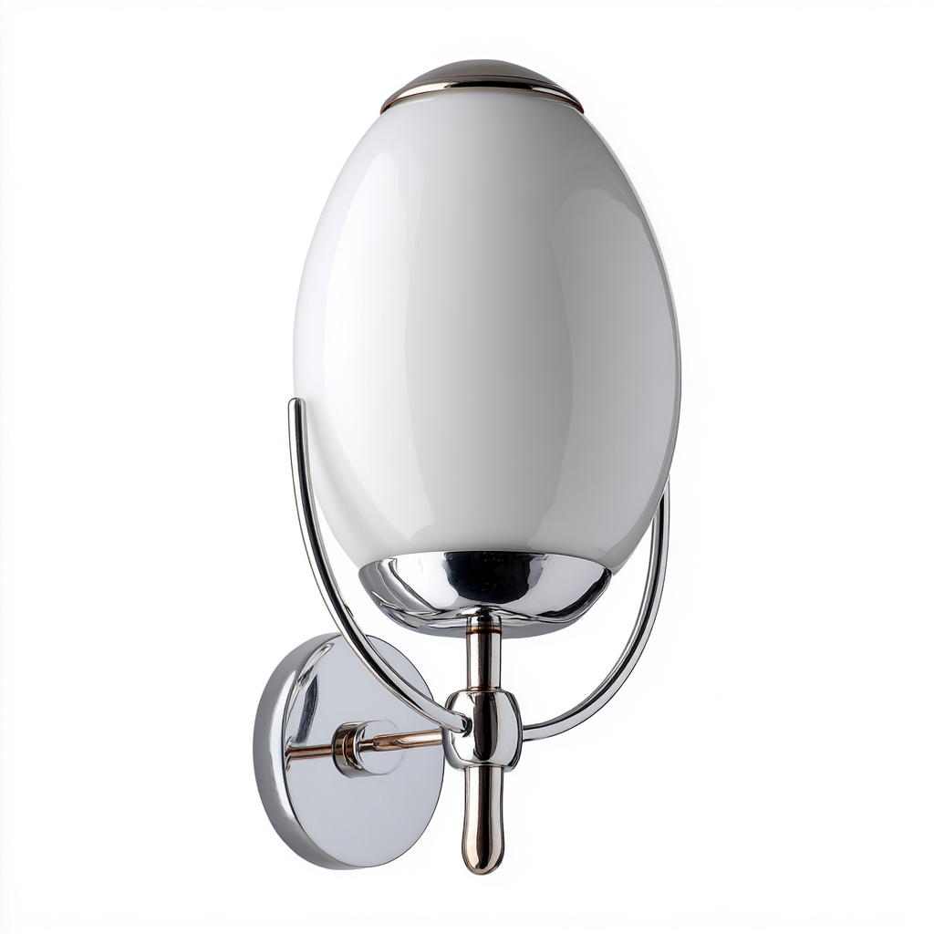 Applique-metallo-vetro-19x12x28 cm-cromato-bianco-stile moderno-Quietilo