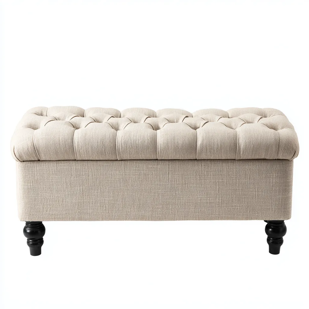 Panca da ingresso-tessuto-legno-98x47x49 cm-beige-design classico-Quietilo