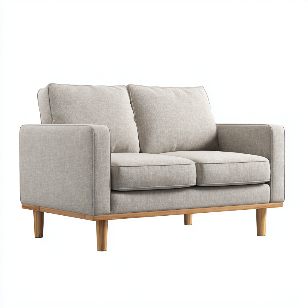 Divano lineare-tessuto-165x83x89 cm-beige-design moderno-Quietilo