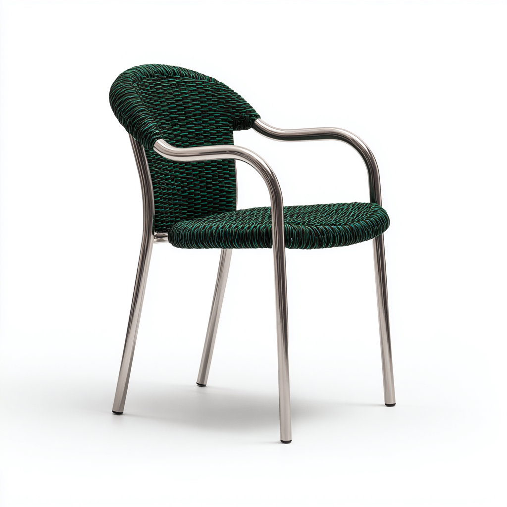 Sedia da giardino-acciaio-corda sintetica-55x54x82 cm-verde scuro-moderno-Quietilo