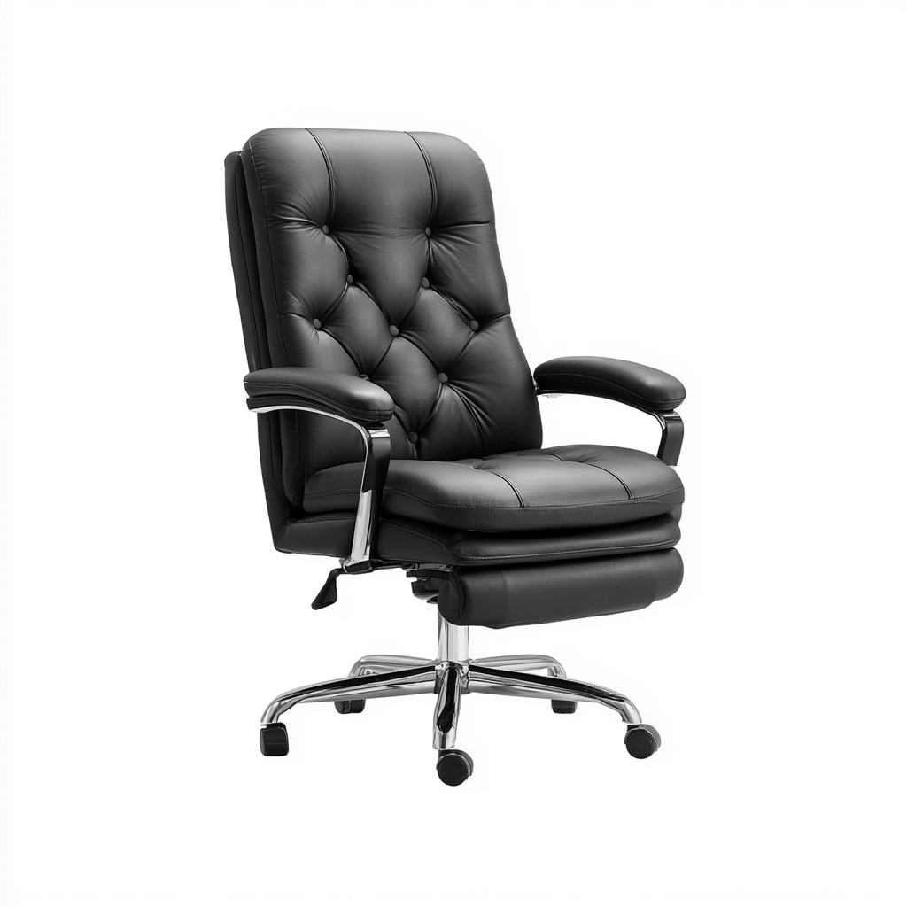 Sedia da ufficio-pelle sintetica-metallo-67x66x118 cm-nero-design ergonomico-Quietilo