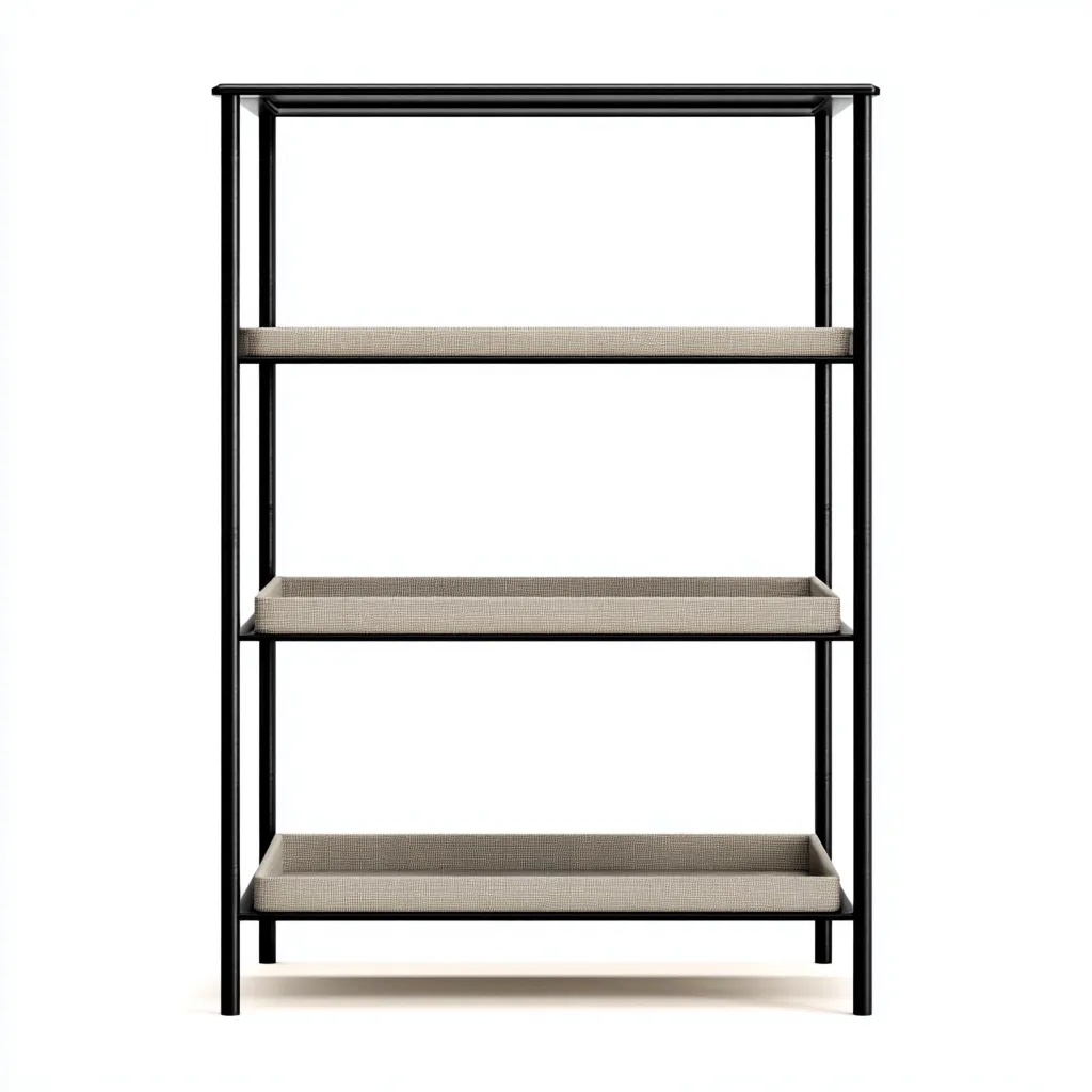 Libreria-metallo-legno composito-80x29x150 cm-beige-nero-moderno-Quietilo