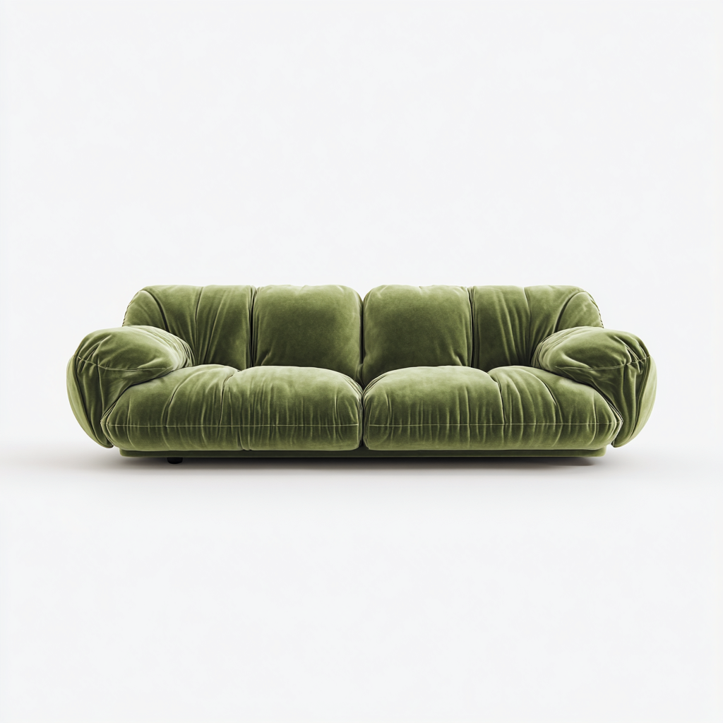 Divano lineare-velluto-192x90x78 cm-verde oliva-design moderno-Quietilo