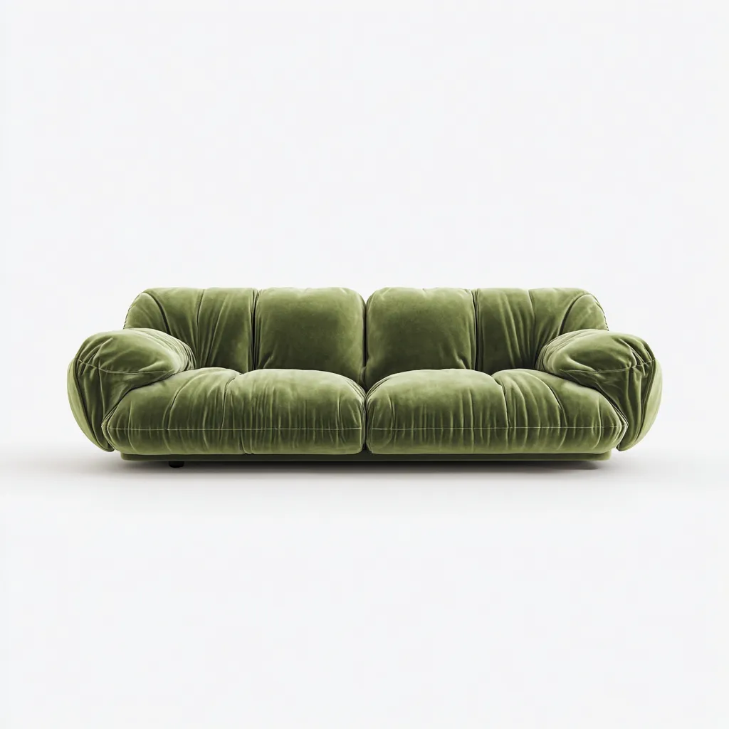 Divano lineare-velluto-192x90x78 cm-verde oliva-design moderno-Quietilo