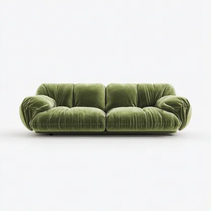 Divano lineare-velluto-192x90x78 cm-verde oliva-design moderno-Quietilo
