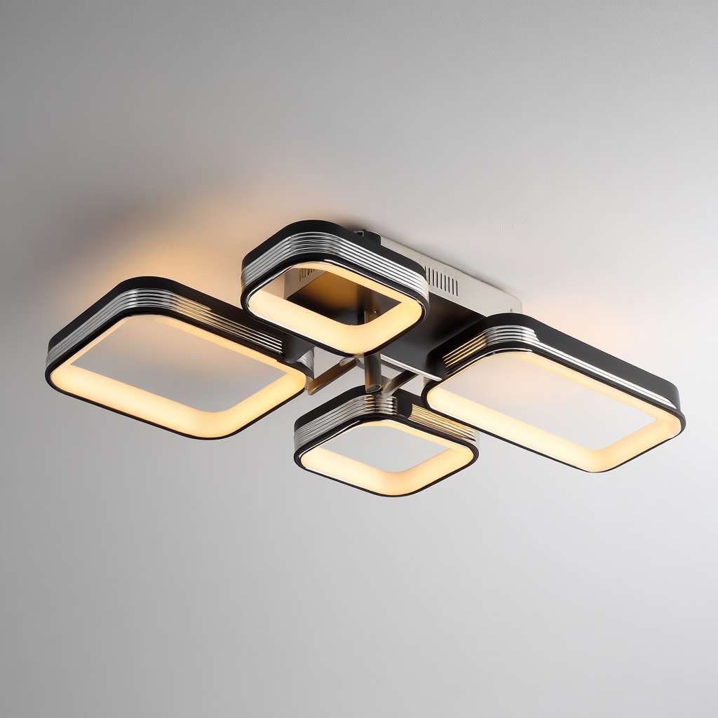 Lampada da soffitto-metallo-acrilico-76x50x11 cm-nero-bianco-design moderno-Quietilo