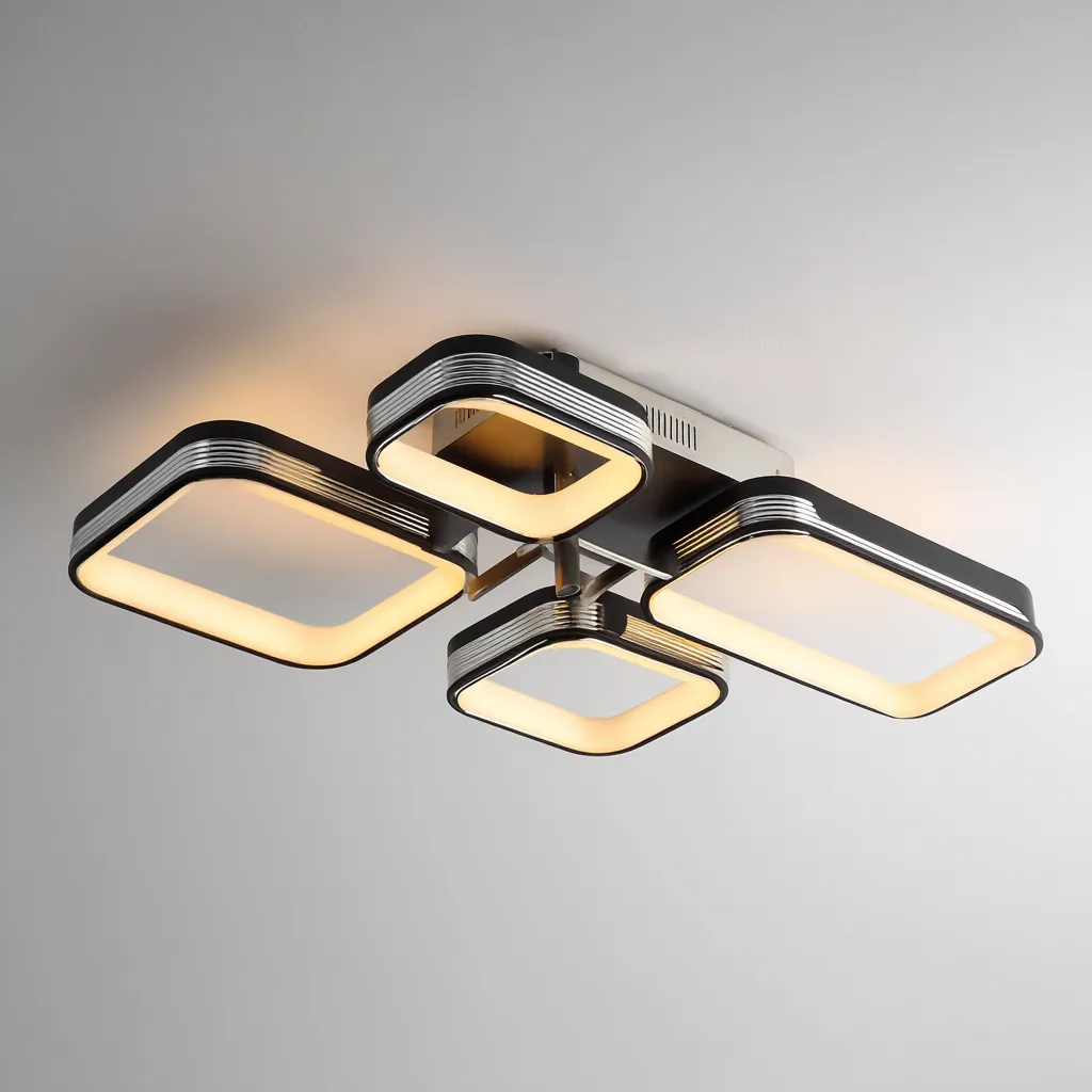 Lampada da soffitto-metallo-acrilico-76x50x11 cm-nero-bianco-design moderno-Quietilo