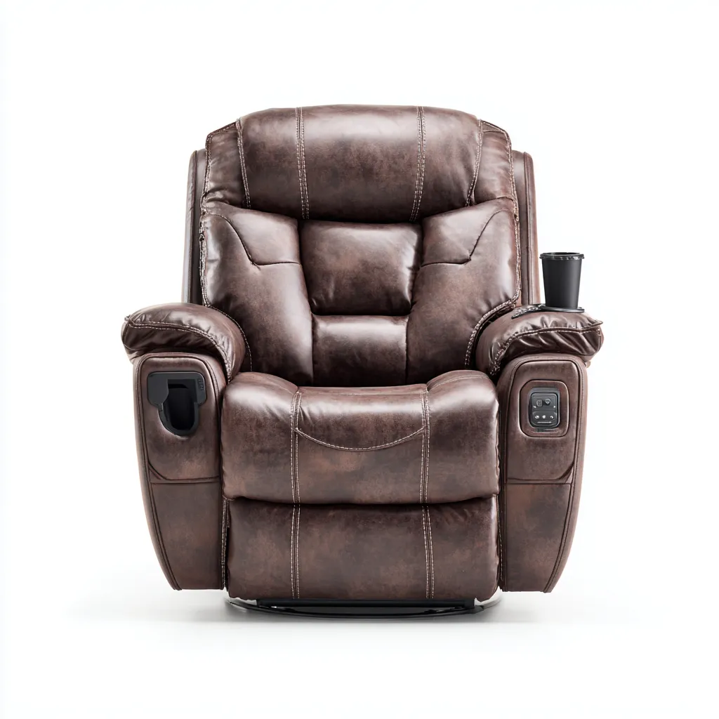 Poltrona reclinabile - Pelle sintetica - 114x108x118 cm - Marrone - Design ergonomico-Quietilo