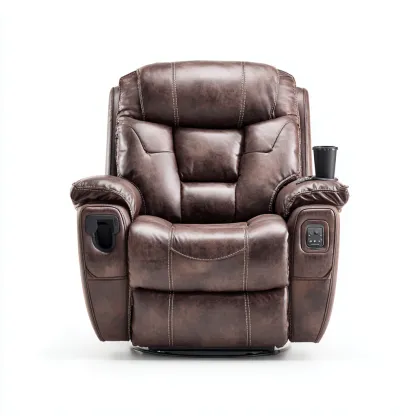 Poltrona reclinabile - Pelle sintetica - 114x108x118 cm - Marrone - Design ergonomico-Quietilo