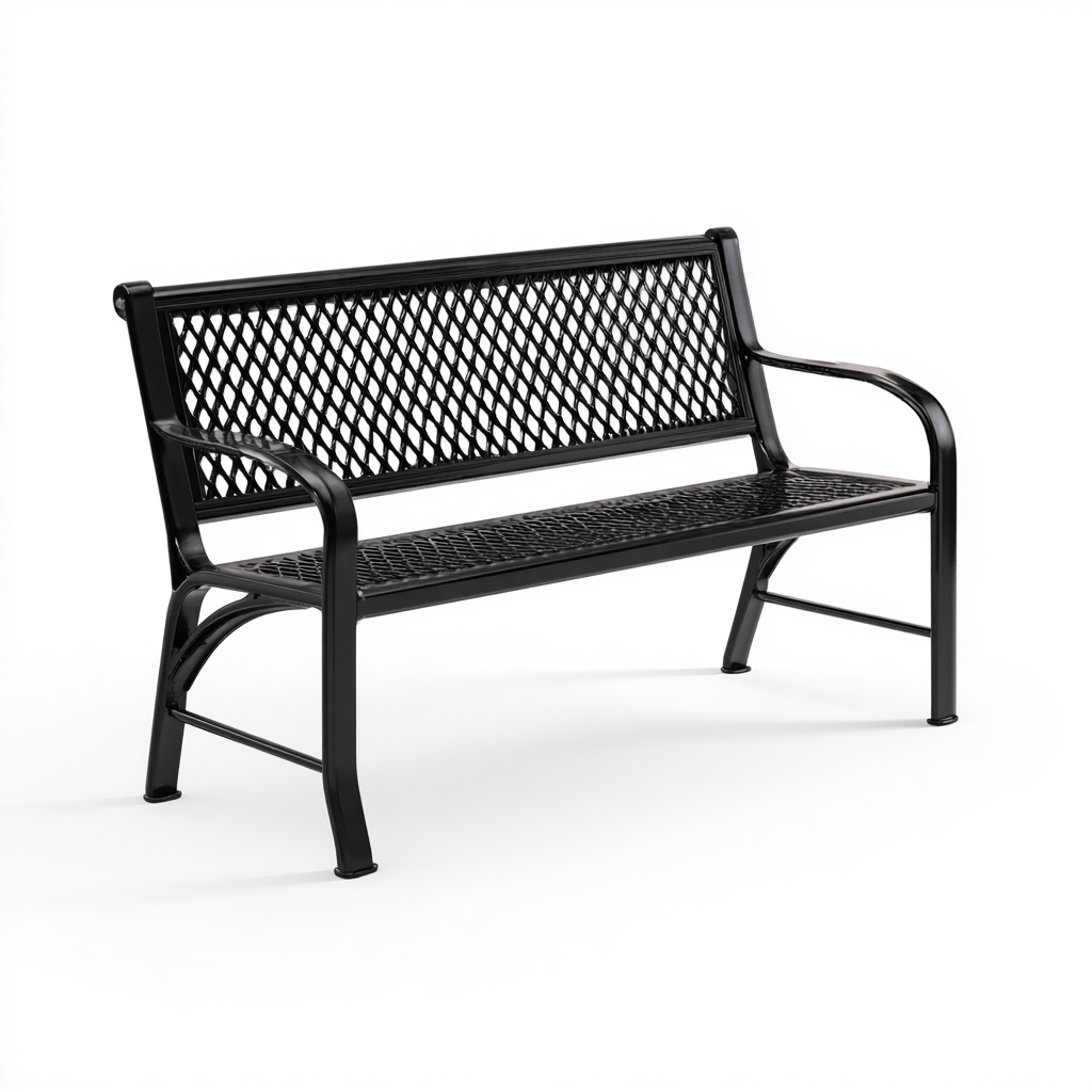 Panca da giardino-metallo-128x58x82 cm-nero-design moderno-Quietilo