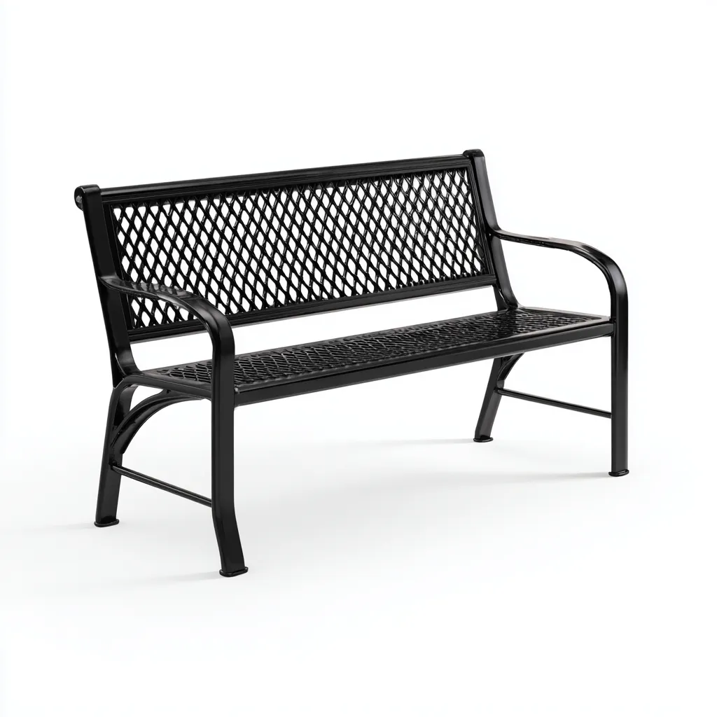 Panca da giardino-metallo-128x58x82 cm-nero-design moderno-Quietilo