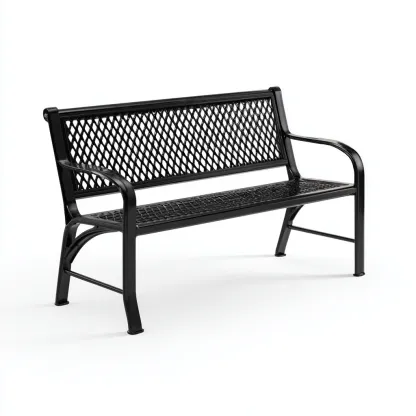 Panca da giardino-metallo-128x58x82 cm-nero-design moderno-Quietilo