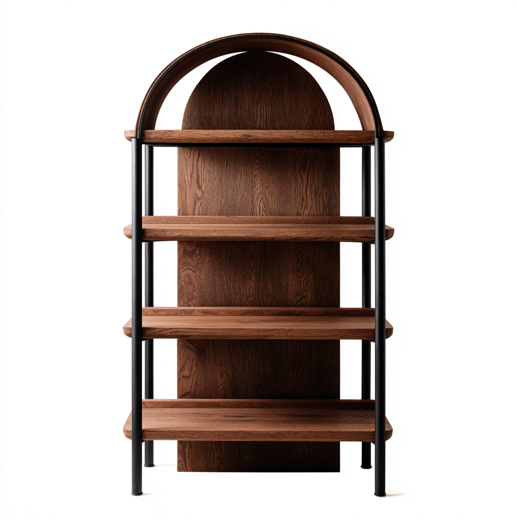 Libreria-legno-ingegnerizzato-metallo-90x35x181 cm-marrone-nero-design moderno-Quietilo