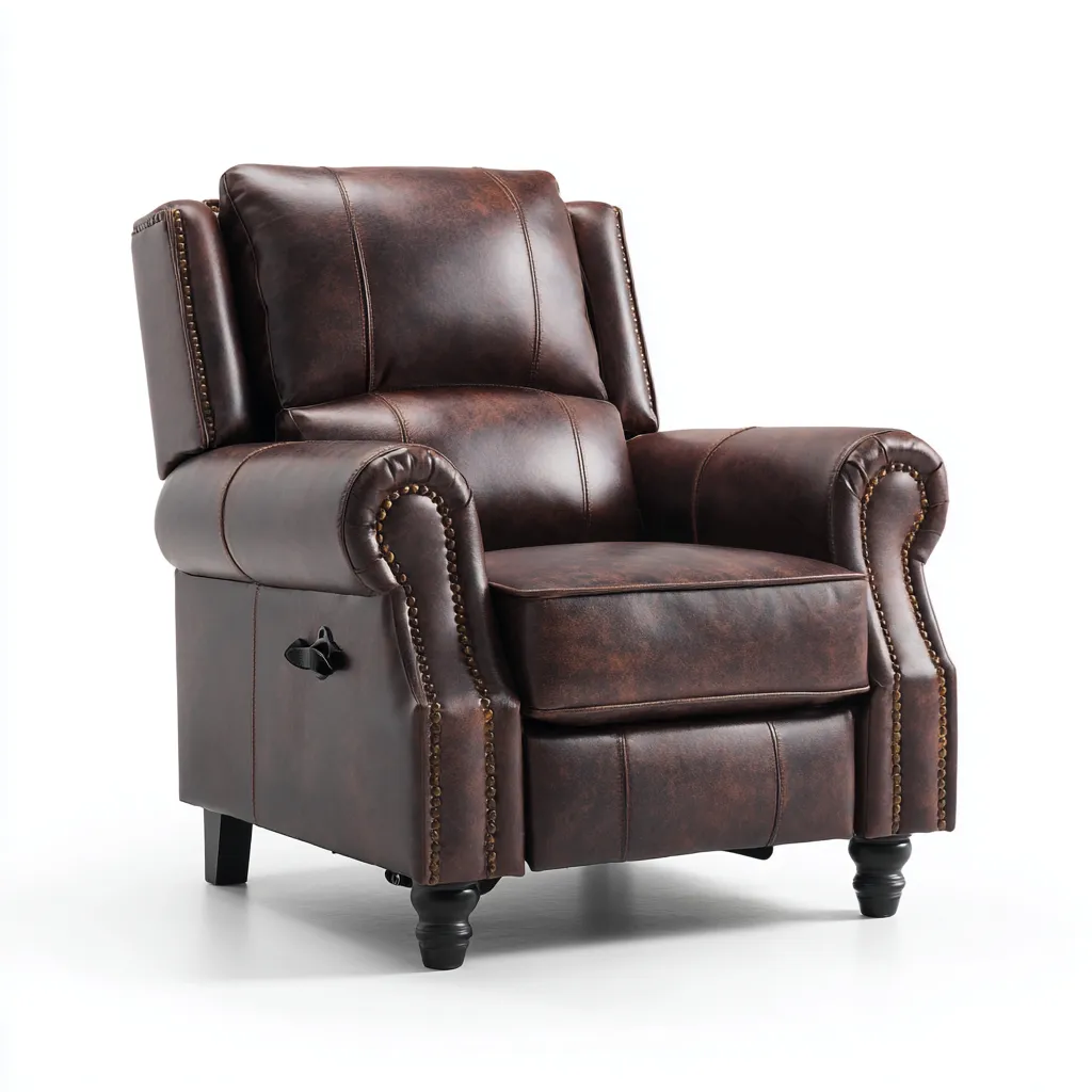 Poltrona reclinabile - Pelle sintetica - 105x97x109 cm - Marrone - Stile classico-Quietilo