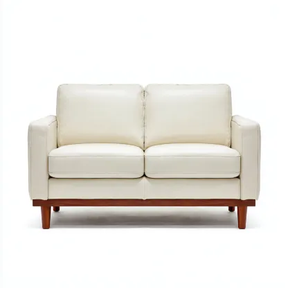 Divano lineare-pelle-162x84x88 cm-bianco crema-design moderno-Quietilo