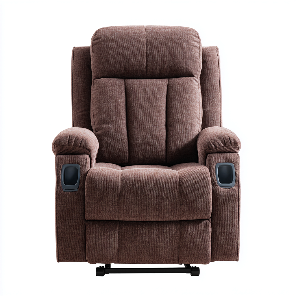 Poltrona reclinabile - Tessuto morbido - 109x102x113 cm - Marrone - Design ergonomico-Quietilo