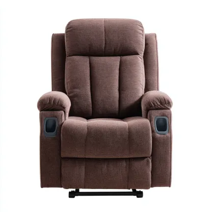 Poltrona reclinabile - Tessuto morbido - 109x102x113 cm - Marrone - Design ergonomico-Quietilo