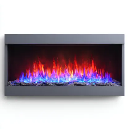 Camino-metallo-vetro-162x22x51 cm-grigio-trasparente-design moderno-Quietilo