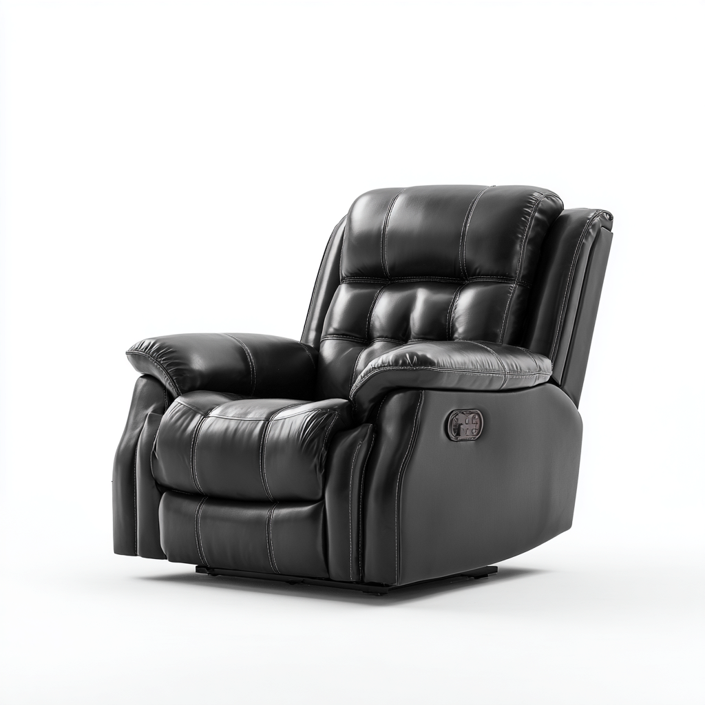 Poltrona reclinabile - Pelle sintetica - 102x97x104 cm - Nero - Design ergonomico-Quietilo