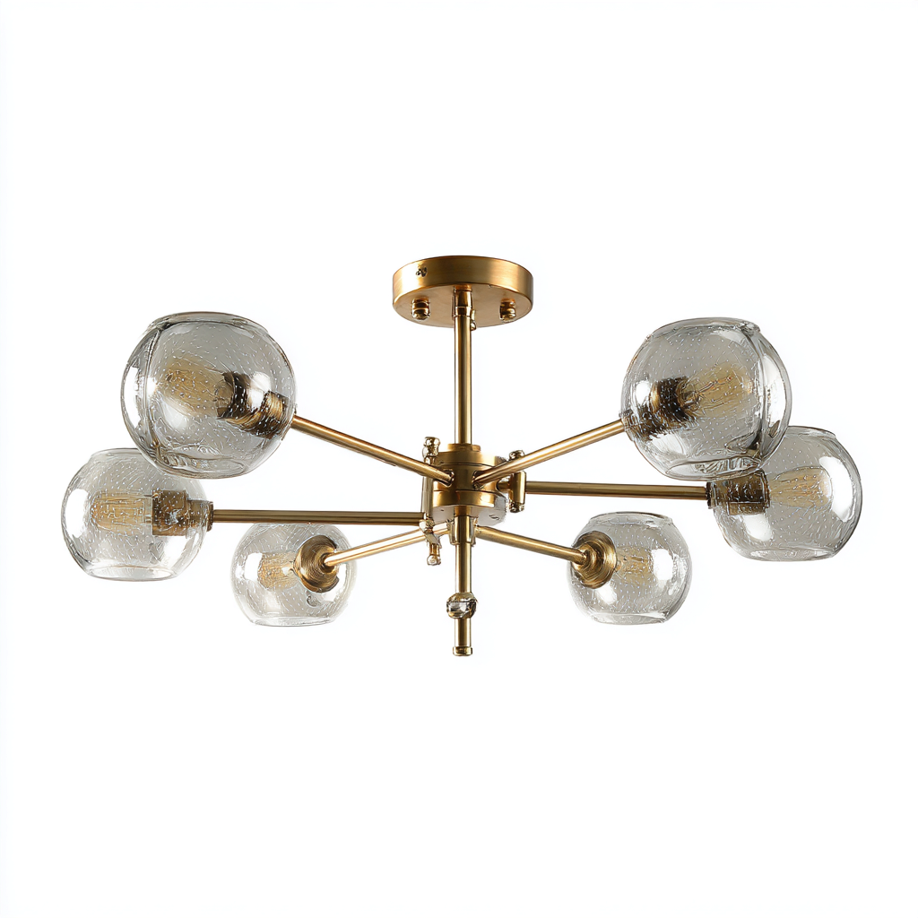 Lampada da soffitto-metallo-vetro-58x58x34 cm-oro-design moderno-Quietilo