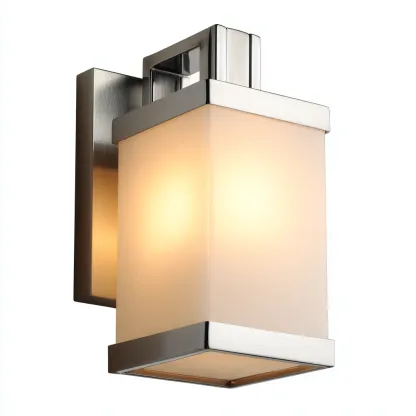 Applique-metallo-vetro-16x12x25 cm-nichel-bianco-stile moderno-Quietilo