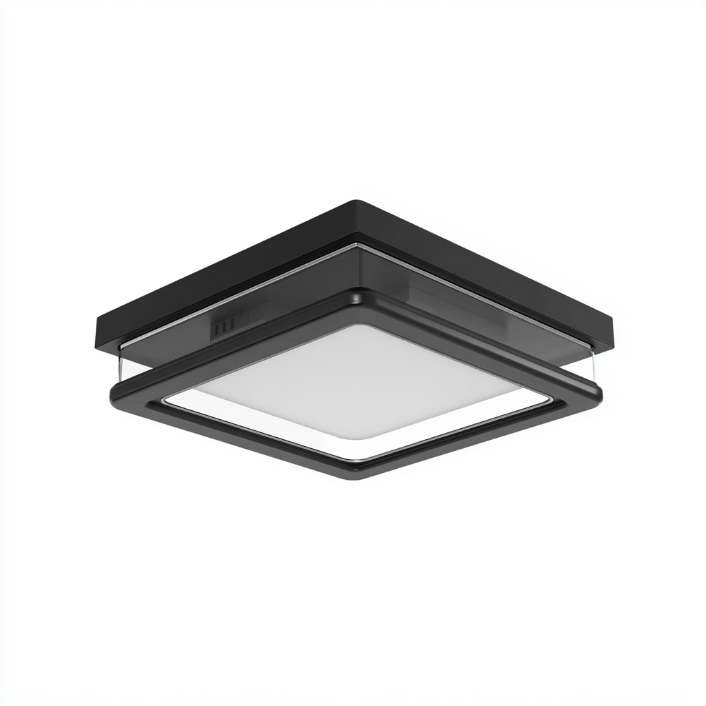 Lampada da soffitto-metallo-vetro-32x32x9 cm-nero-design moderno-Quietilo