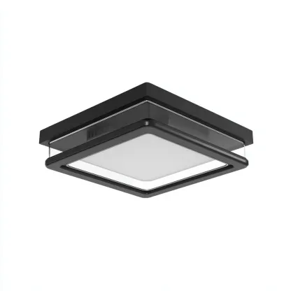 Lampada da soffitto-metallo-vetro-32x32x9 cm-nero-design moderno-Quietilo
