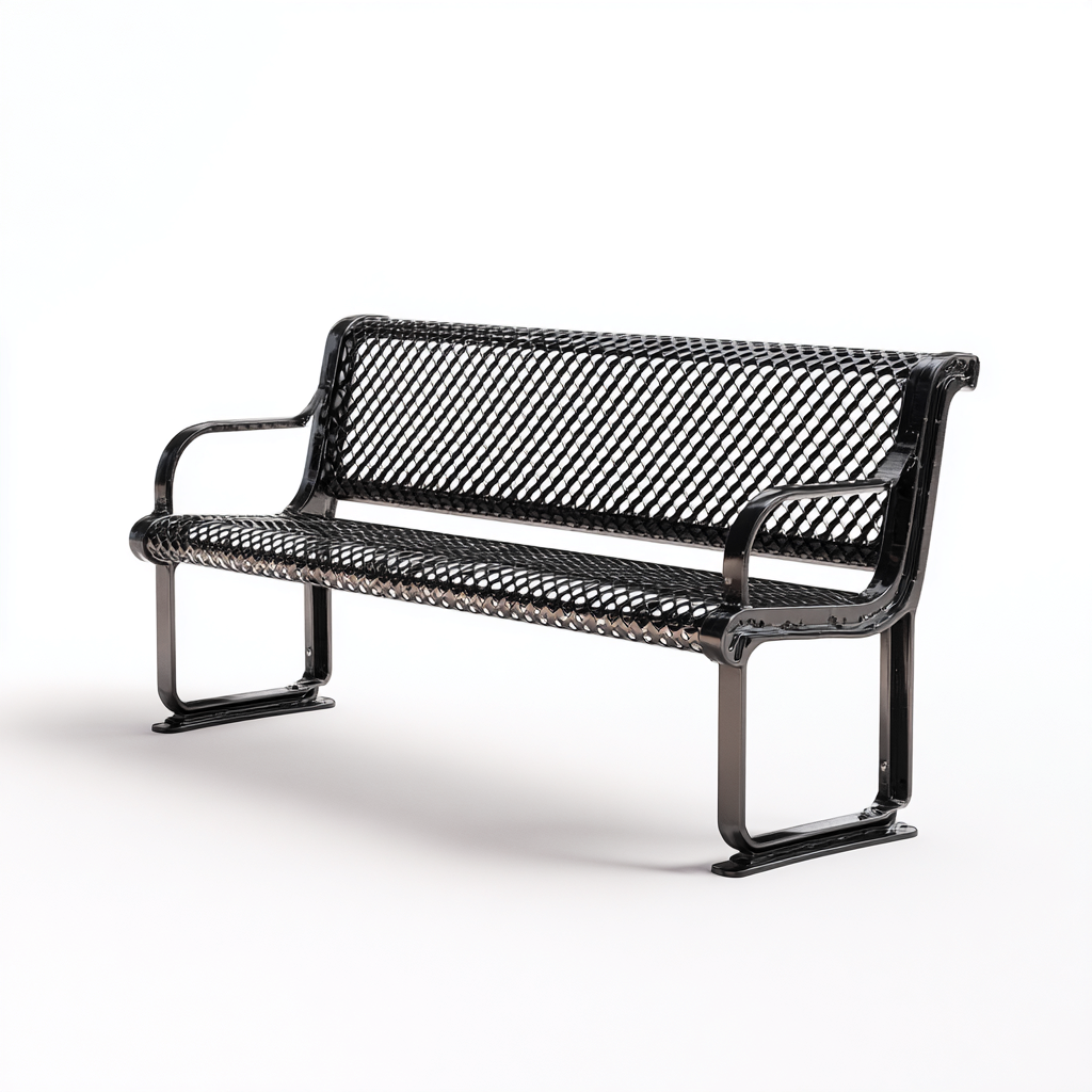 Panca da giardino-metallo-127x60x82 cm-nero-moderno-Quietilo