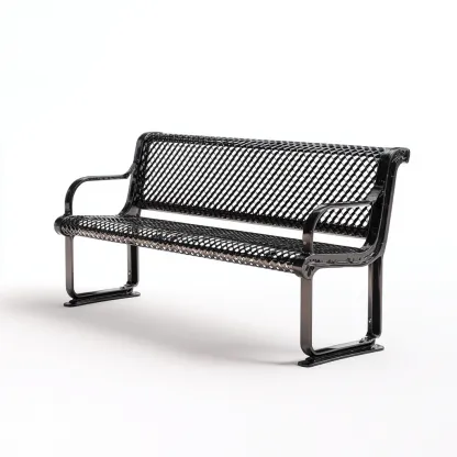 Panca da giardino-metallo-127x60x82 cm-nero-moderno-Quietilo