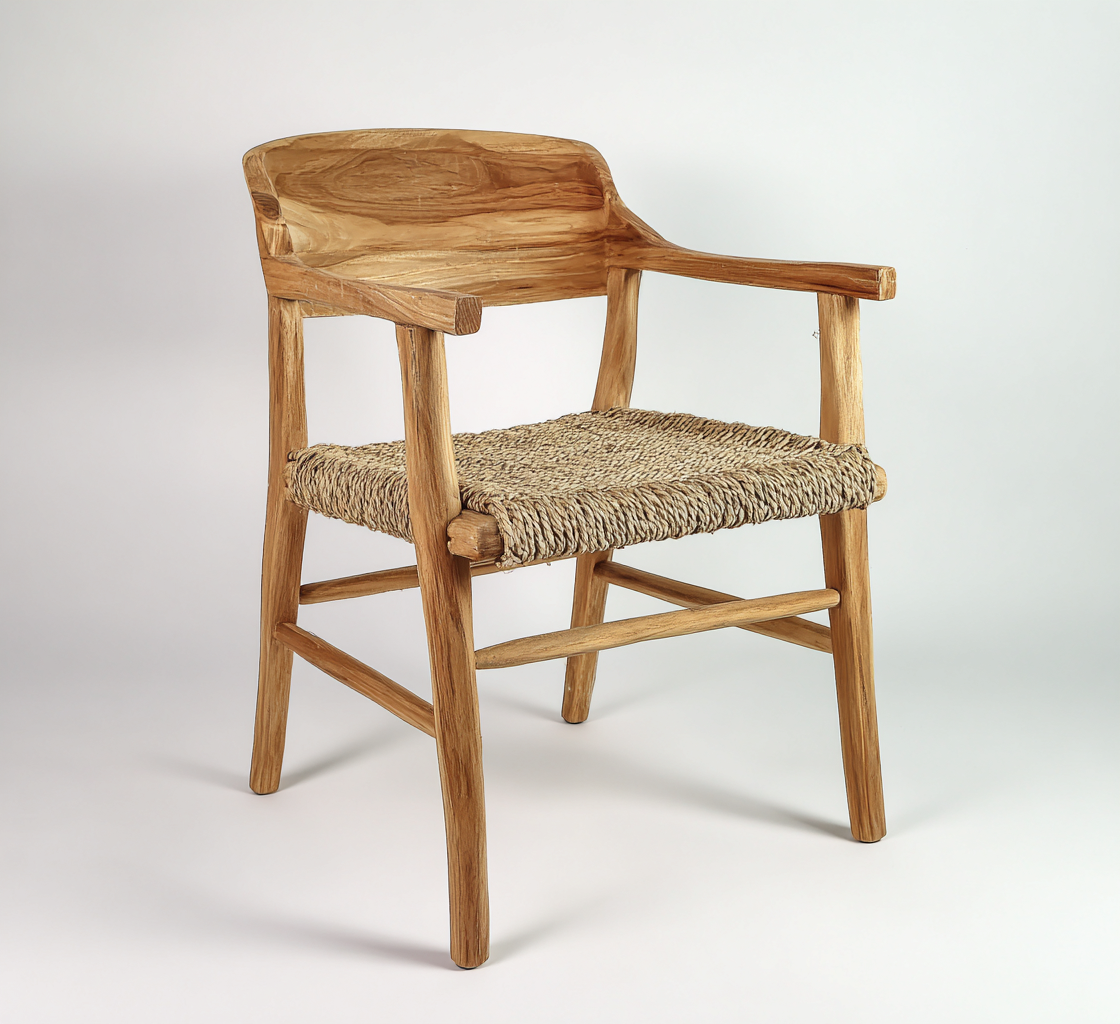 Sedia da giardino-legno-rattan naturale-55x57x85 cm-naturale-classico-Quietilo