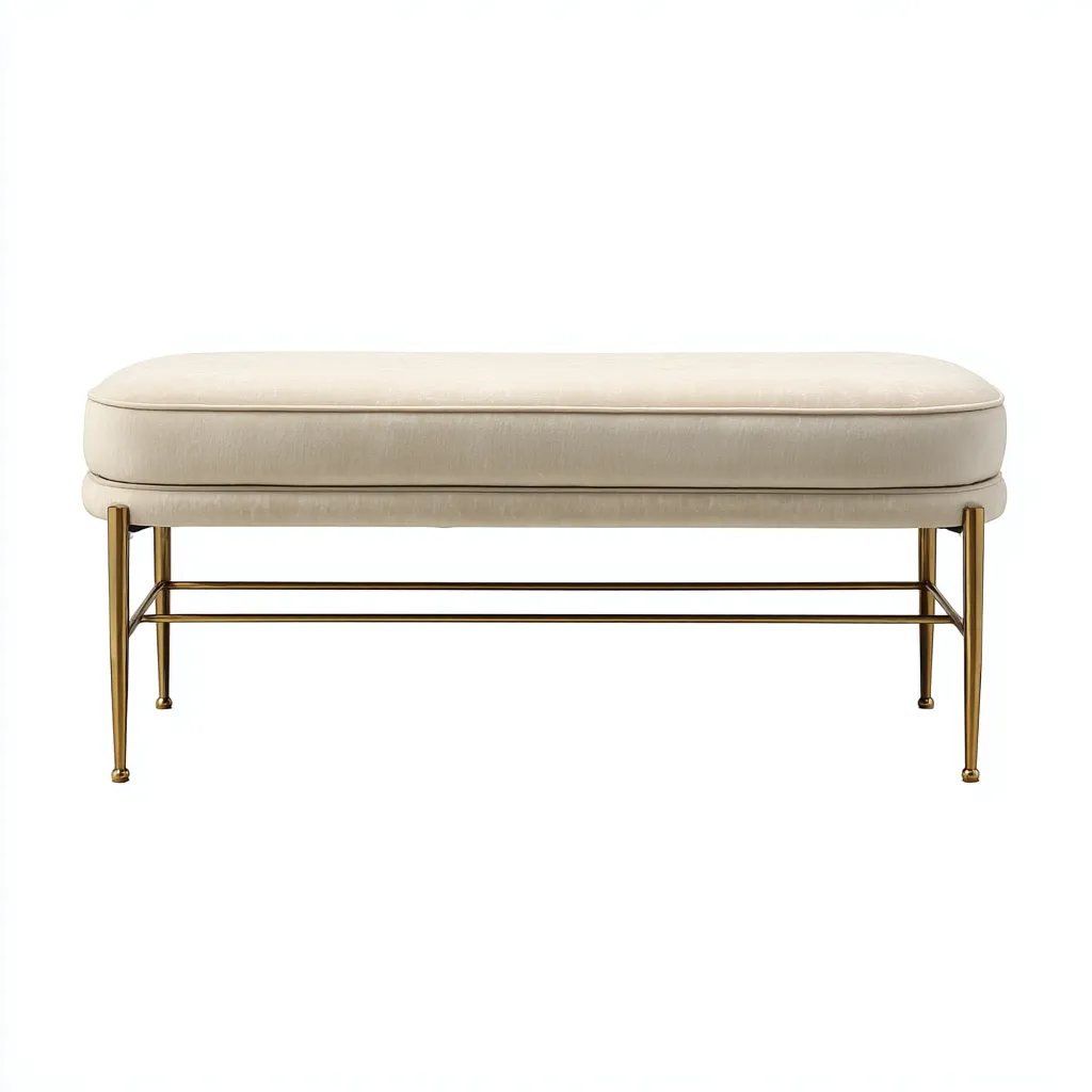 Panca da ingresso-tessuto-metallo-122x42x47 cm-beige-moderno-Quietilo