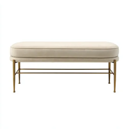 Panca da ingresso-tessuto-metallo-122x42x47 cm-beige-moderno-Quietilo