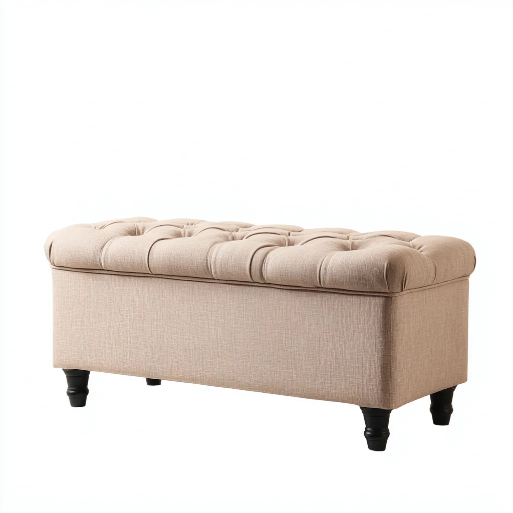 Panca da ingresso-tessuto-legno-103x46x49 cm-beige-design classico-Quietilo