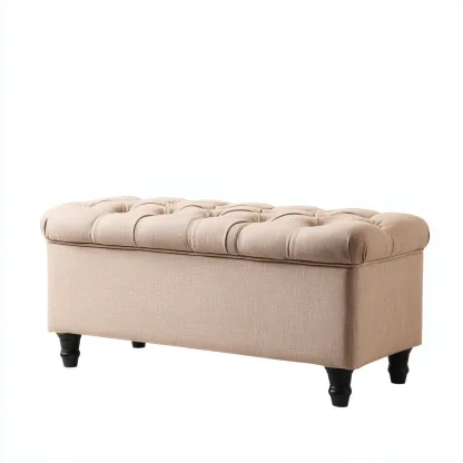 Panca da ingresso-tessuto-legno-103x46x49 cm-beige-design classico-Quietilo